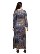 24seven Comfort Essential Maternity Blue Animal Print Long Sleeve Scoop Neck Maxi Dress