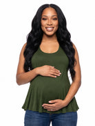 24seven Comfort Basic Maternity Scoop Neck Sleeveless Flared Tunic Tank Top