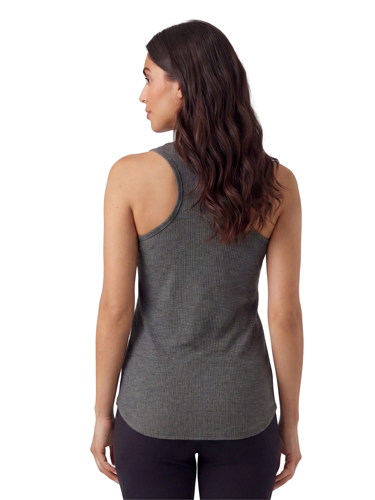 24seven Comfort Basic Maternity Ribbed Knit Sleeveless Scoop Neck Long Flared Tank Top