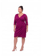 24seven Comfort Elevate Curvy Lace Wrap Dress with Three-Quarter Sleeves