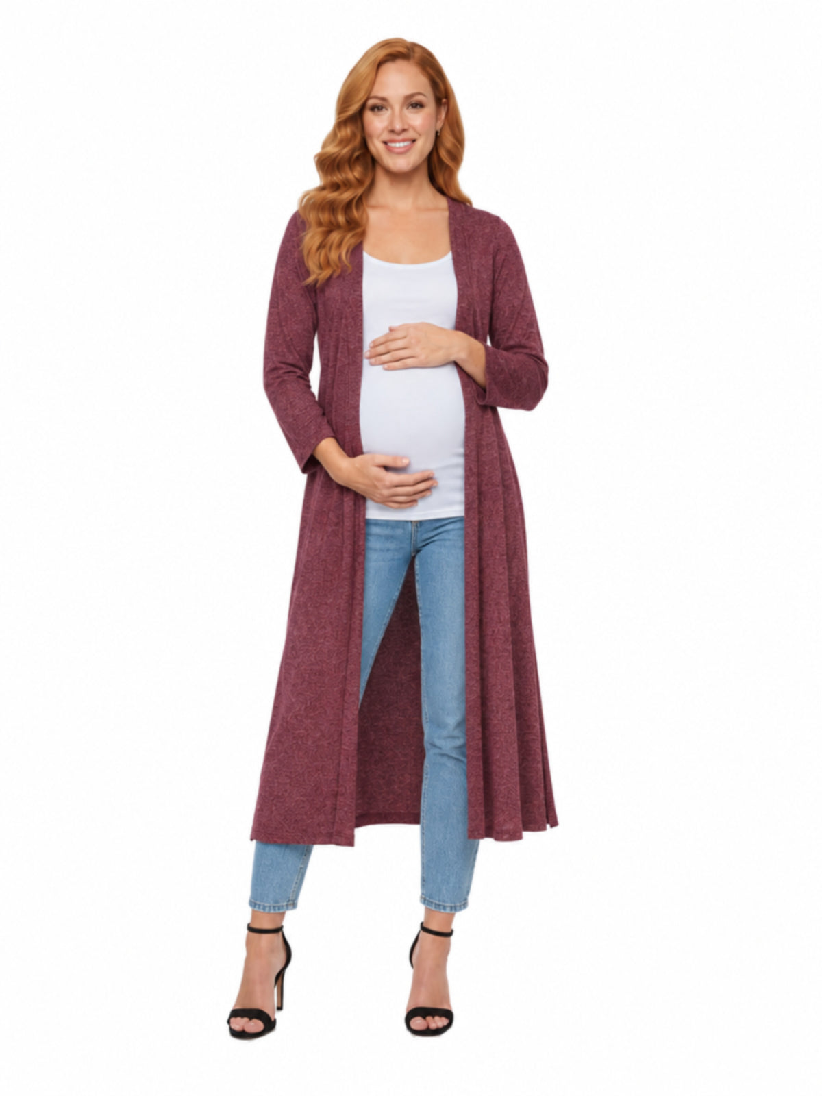 24seven Comfort Essential Maternity Open Front Long Knit Jacket