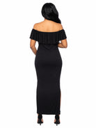 24seven Comfort Essential Maternity Off Shoulder Ruffle Detail Side Slit Maxi Dress