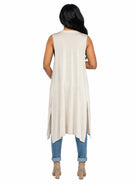 24seven Comfort Basic Maternity Sleeveless Open Front Side Slit Extra Long Jacket