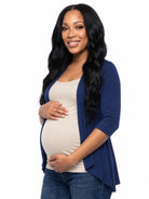 24seven Comfort Basic Maternity Elbow Sleeve Open Front Cascading Shape Jacket