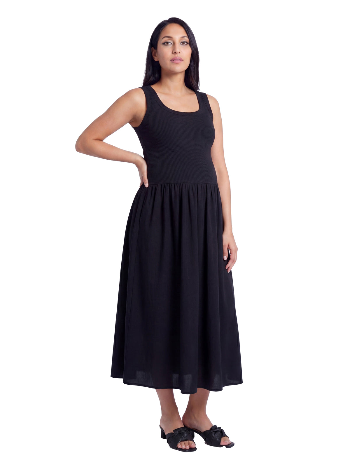 24seven Comfort Essential Maternity Sleeveless Scoop Neck A Line Pocket Maxi Dress