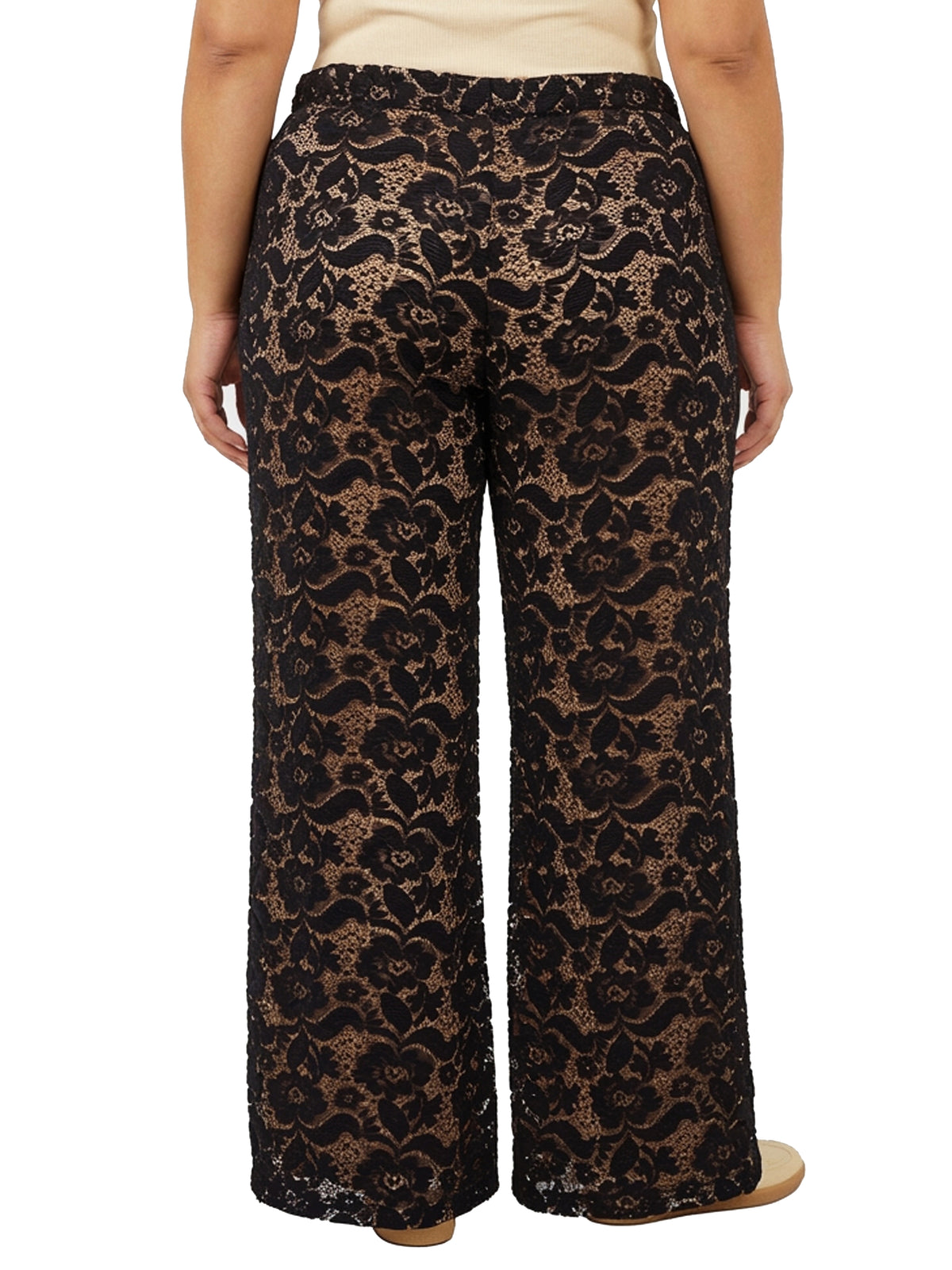 24seven Comfort Elevate Curvy Lace Elastic Waist Wide Leg Pants