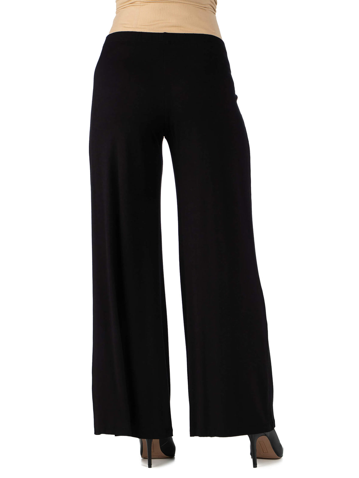 24seven Comfort Basic Maternity Elastic Waist Flared Leg Loose Fit Palazzo Pants