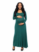 24seven Comfort Essential Maternity Scoop Neck Long Sleeve Maxi A Line Dress