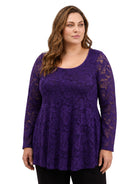 24seven Comfort Elevate Curvy Lace Long Sleeve Scoop Neck Tunic Top