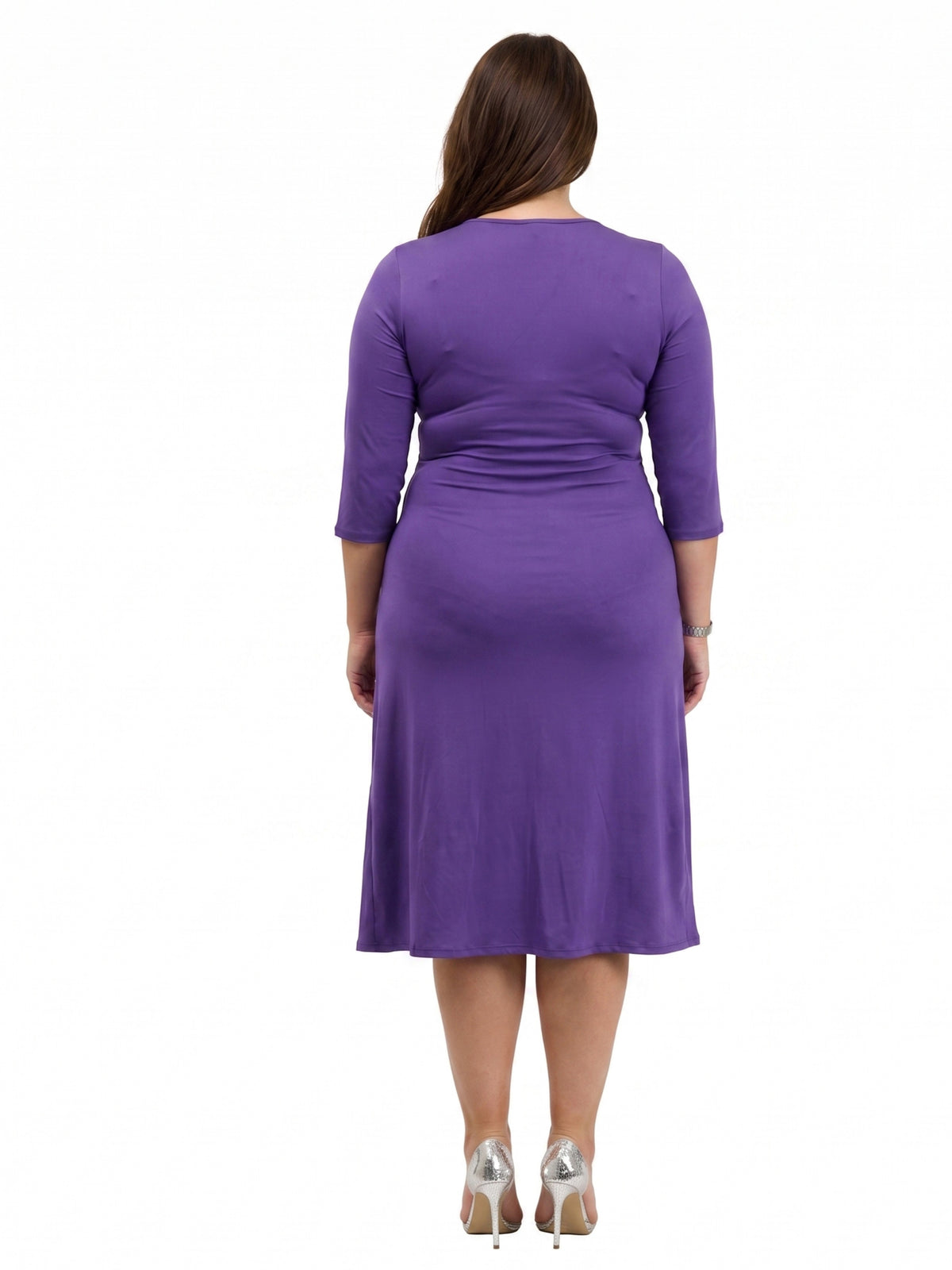 24seven Comfort Elevate Curvy V-Neck Three-Quarter Sleeve Wrap Dress