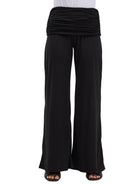 24seven Comfort Basic Womens Soft Stretch Ruched Waist Wide Leg Pants