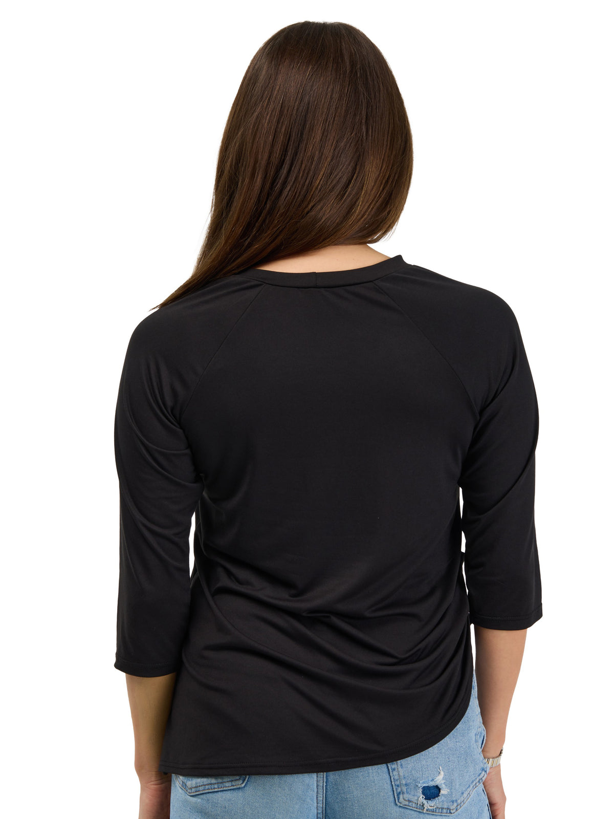 24seven Comfort Basic Womens Soft Stretch Three-Quarter Sleeve Relaxed Top