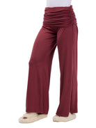 24seven Comfort Basic Womens Soft Stretch Ruched Waist Wide Leg Pants