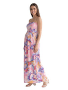24seven Comfort Essential Maternity Abstract A Line Strapless Pocket Maxi Dress