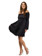 24seven Comfort Elevate Womens Off the Shoulder Bell Sleeve Mini Dress