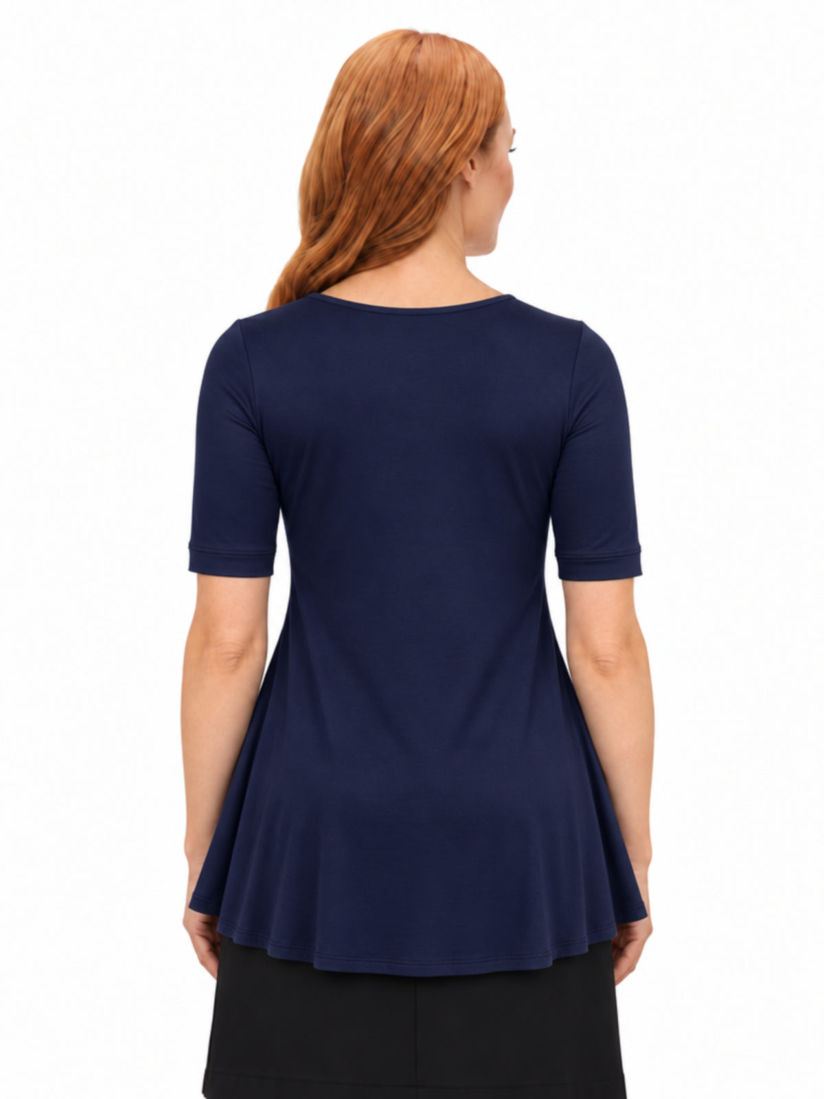 24seven Comfort Basic Maternity V Neck Elbow Sleeve Flared Henley Style Tunic Top