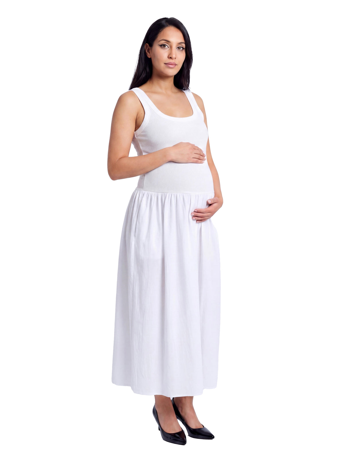 24seven Comfort Essential Maternity Sleeveless Scoop Neck A Line Pocket Maxi Dress