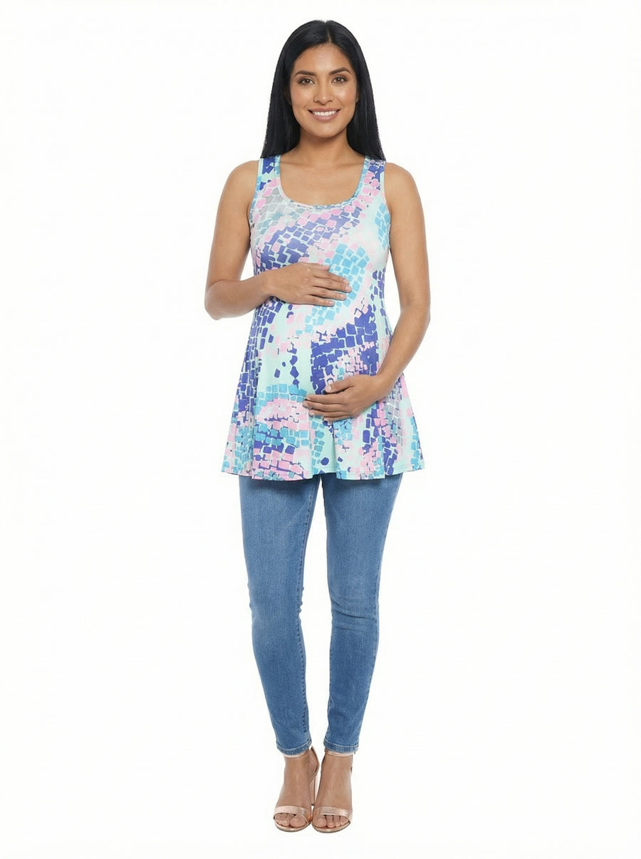 Essential Matenity Abstract Scoop Neck Tunic Tank Top