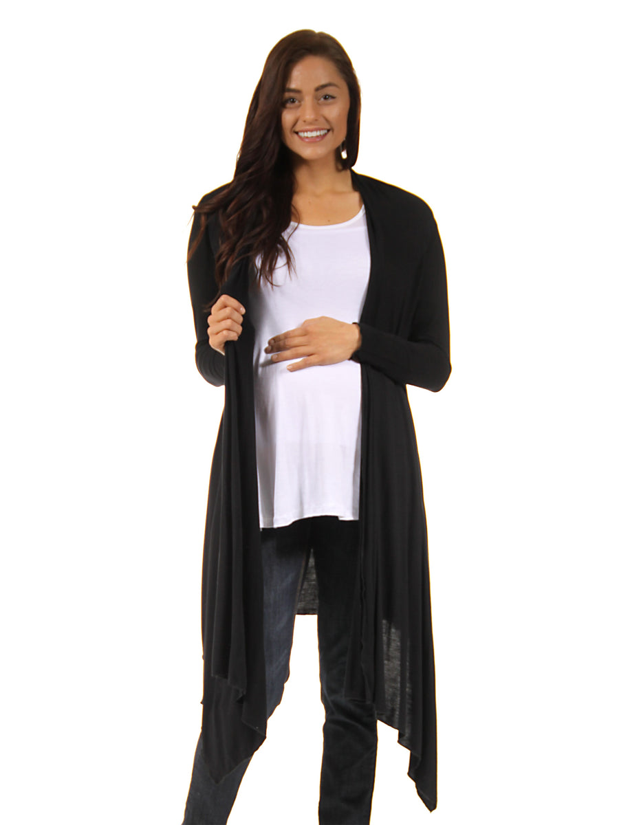Basic Maternity Extra Long Open Front Cascading Jacket