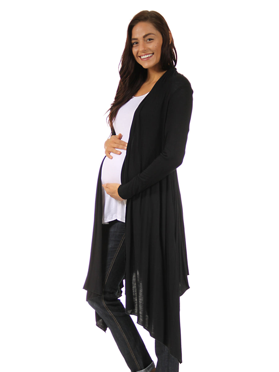Basic Maternity Extra Long Open Front Cascading Jacket