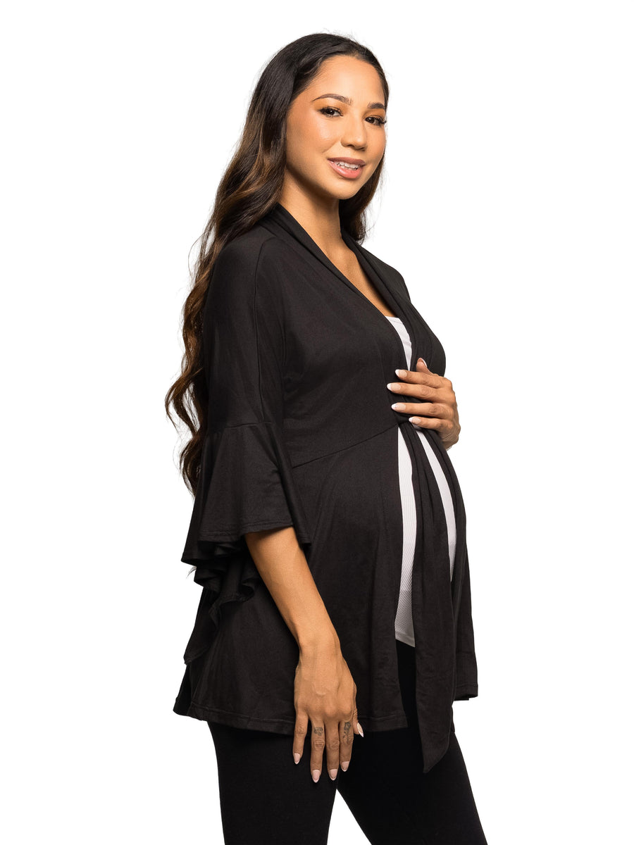 Essential Maternity Tie Front Bell Sleeve Jacket