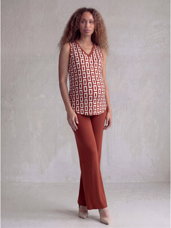 Essential Maternity Abstract Print V Neck Round Hem Top and Flared Pant Set