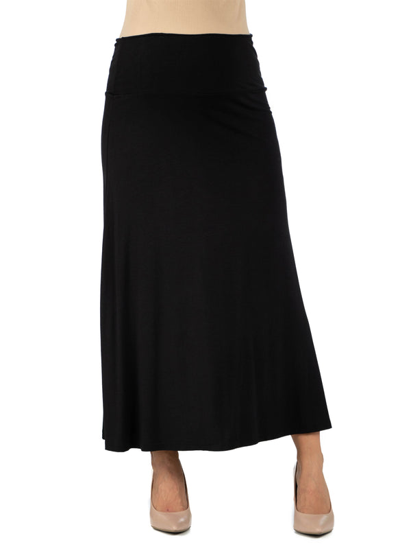 Basic Maternity Elastic Waist Ankle Length A Line Maxi Skirt