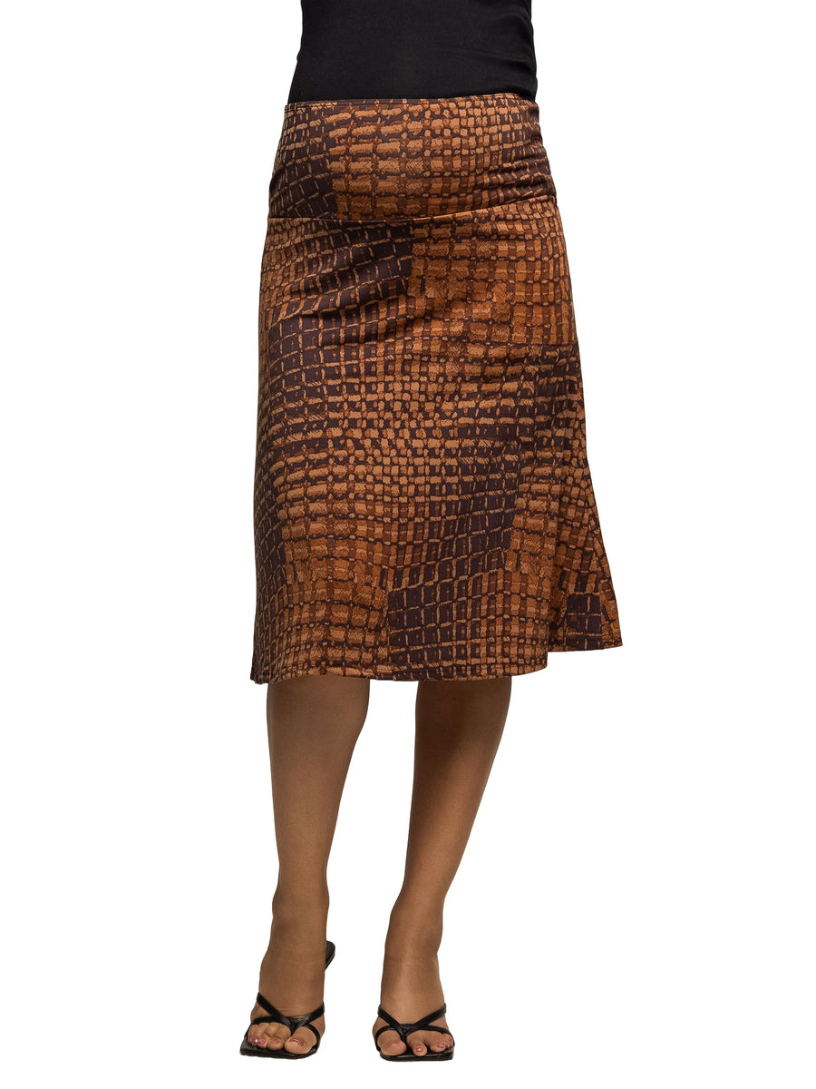 Essential Maternity Brown Geometric Print Knee Length Skirt