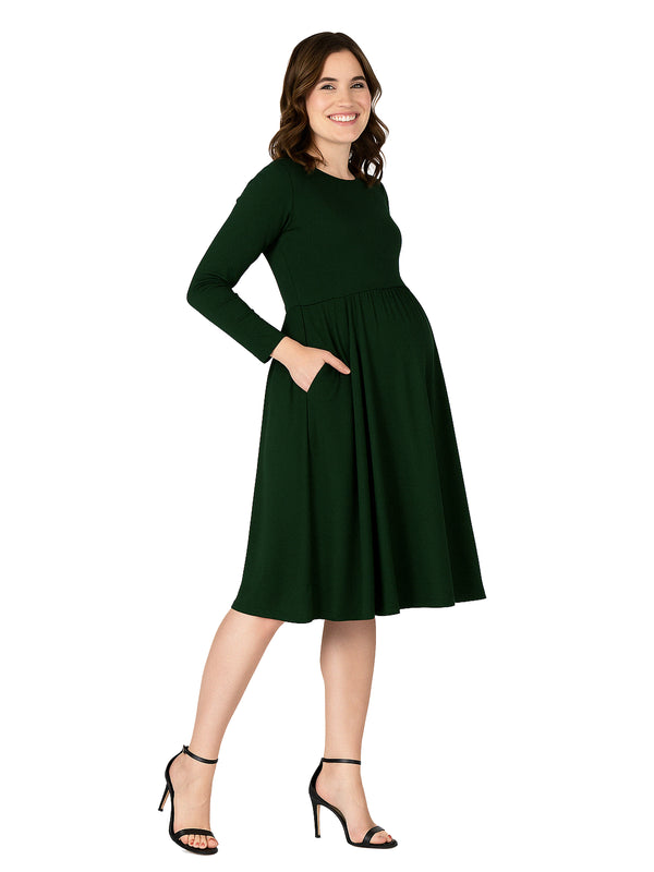 Essential Maternity Midi Length Fit N Flare Pocket Dress