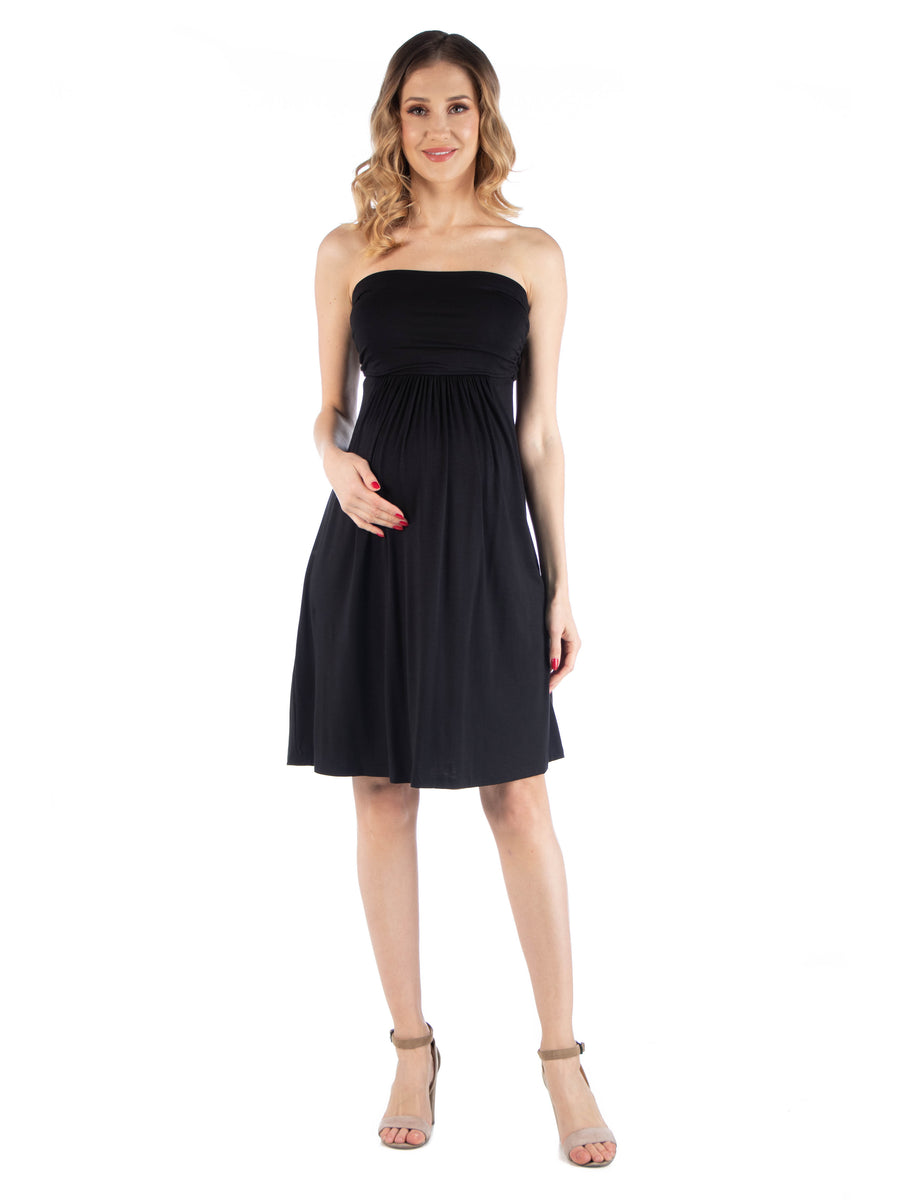 Essential Maternity Strapless Empire Waist Knee Length Mini Dress