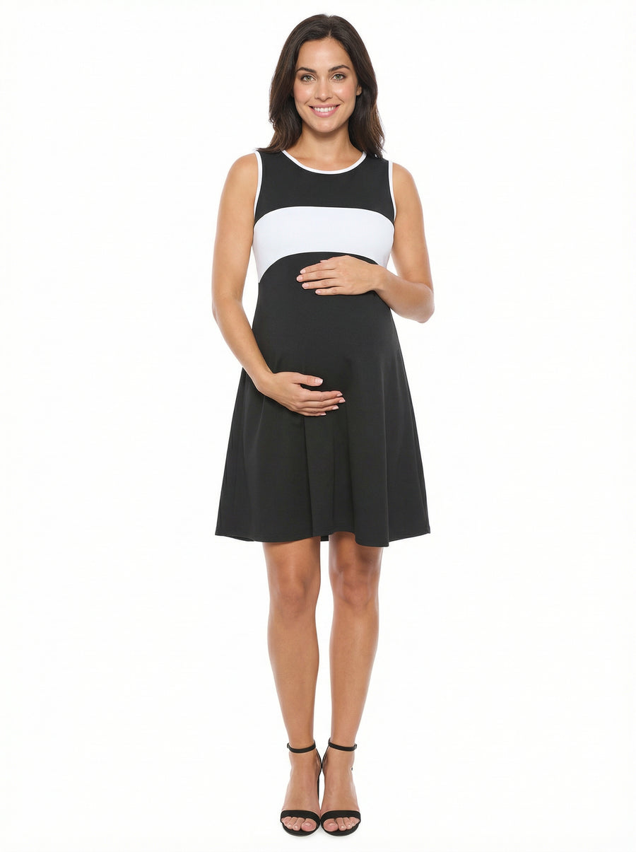 Essential Maternity Sleeveless Round Neck Knee Length A Line Dress