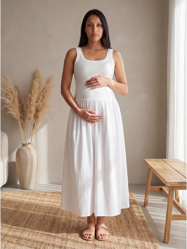 Essential Maternity Sleeveless Scoop Neck A Line Pocket Maxi Dress