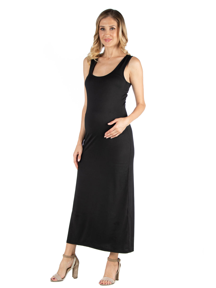 Essential Maternity Scoop Neck Sleeveless Racerback Maxi Dress