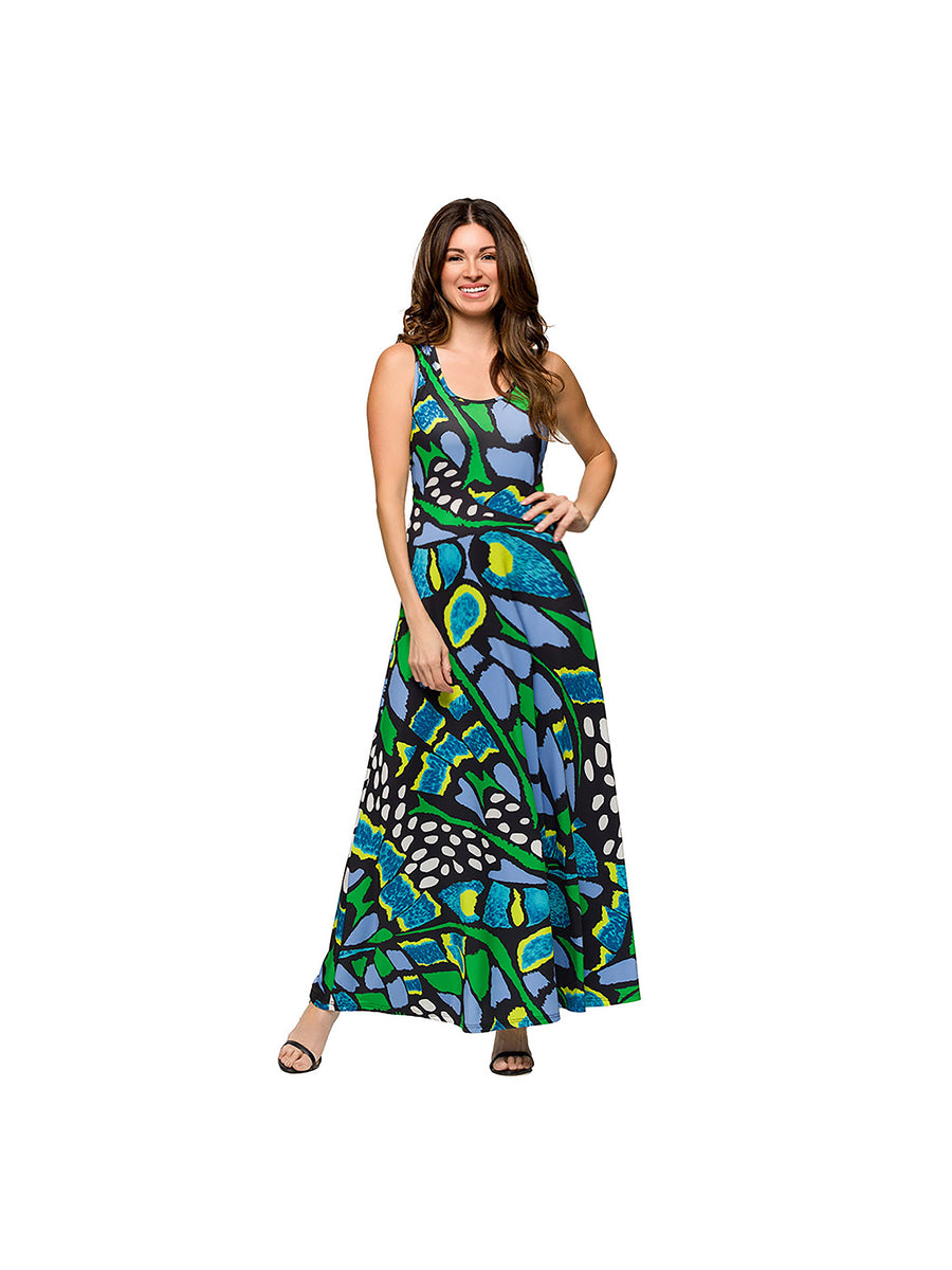 Essential Maternity Butterfly Scoop Neck A Line Sleeveless Maxi Dress