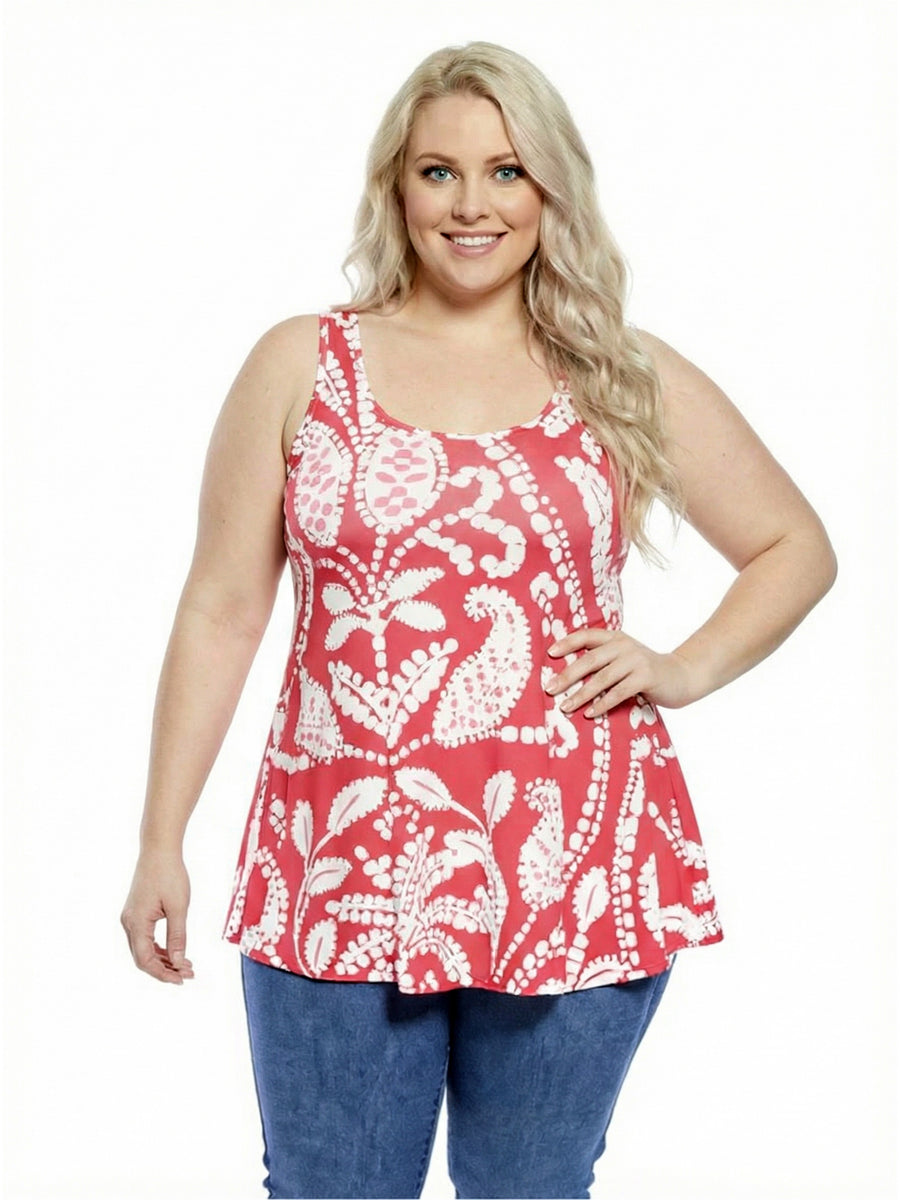 Essential Plus Size Paisley Scoop Neck Tunic Tank Top