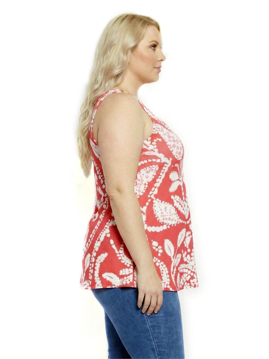 Essential Plus Size Paisley Scoop Neck Tunic Tank Top