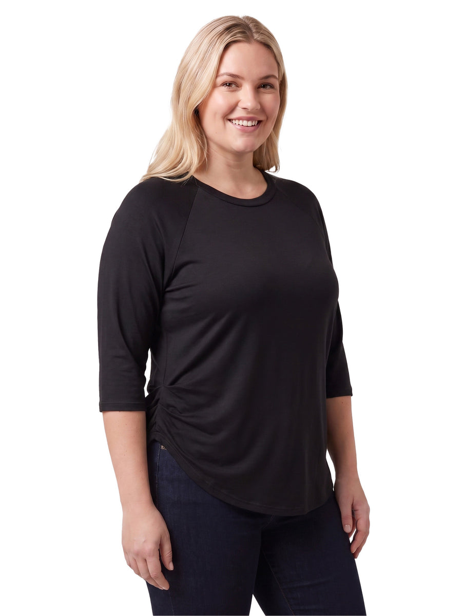 24seven Comfort Basic Curvy Soft Stretch Three-Quarter Sleeve Relaxed Top