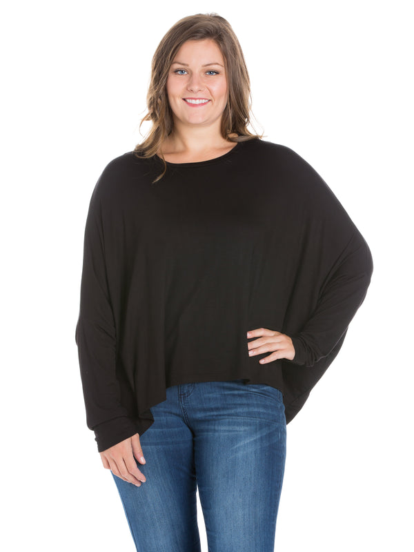 Basic Plus Size Oversized Long Sleeve Dolman Top