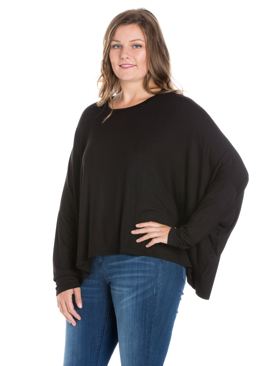 Basic Plus Size Oversized Long Sleeve Dolman Top