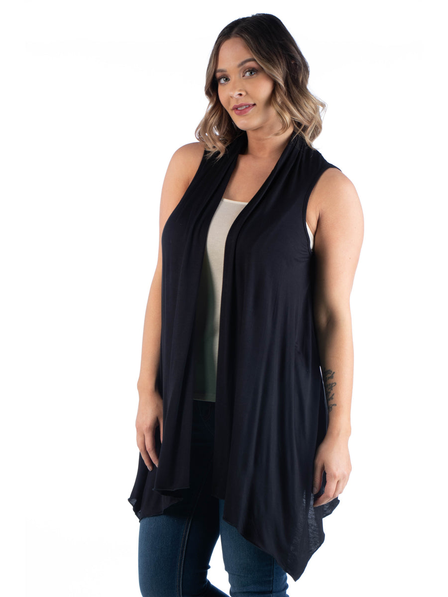 Basic Plus Size Asymmetric Open Front Jacket