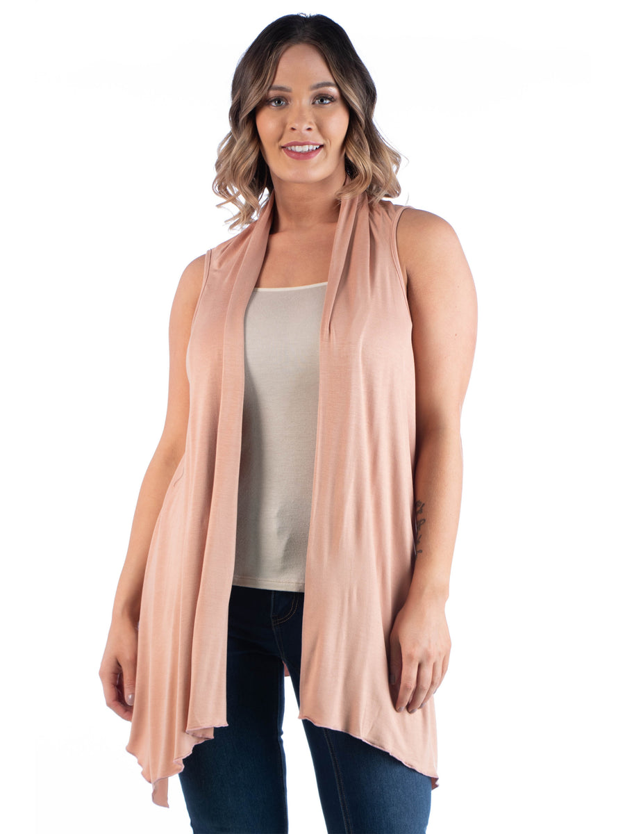 Basic Plus Size Asymmetric Open Front Jacket