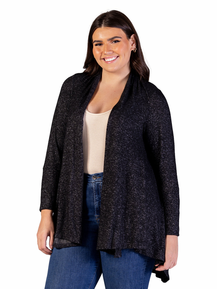 Essential Plus Size Open Front Long Sleeve High Low Cozy Jacket