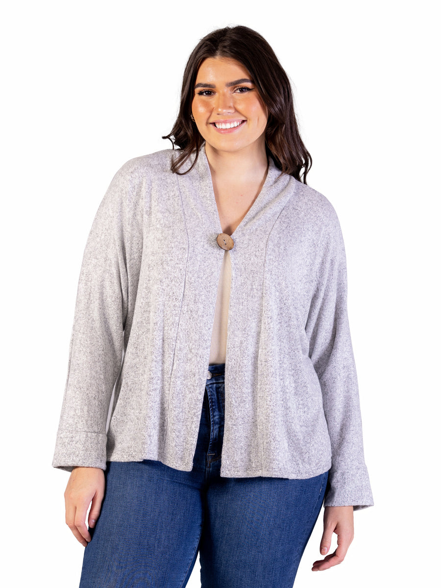 Essential Plus Size Single Button Front Long Sleeve Jacket