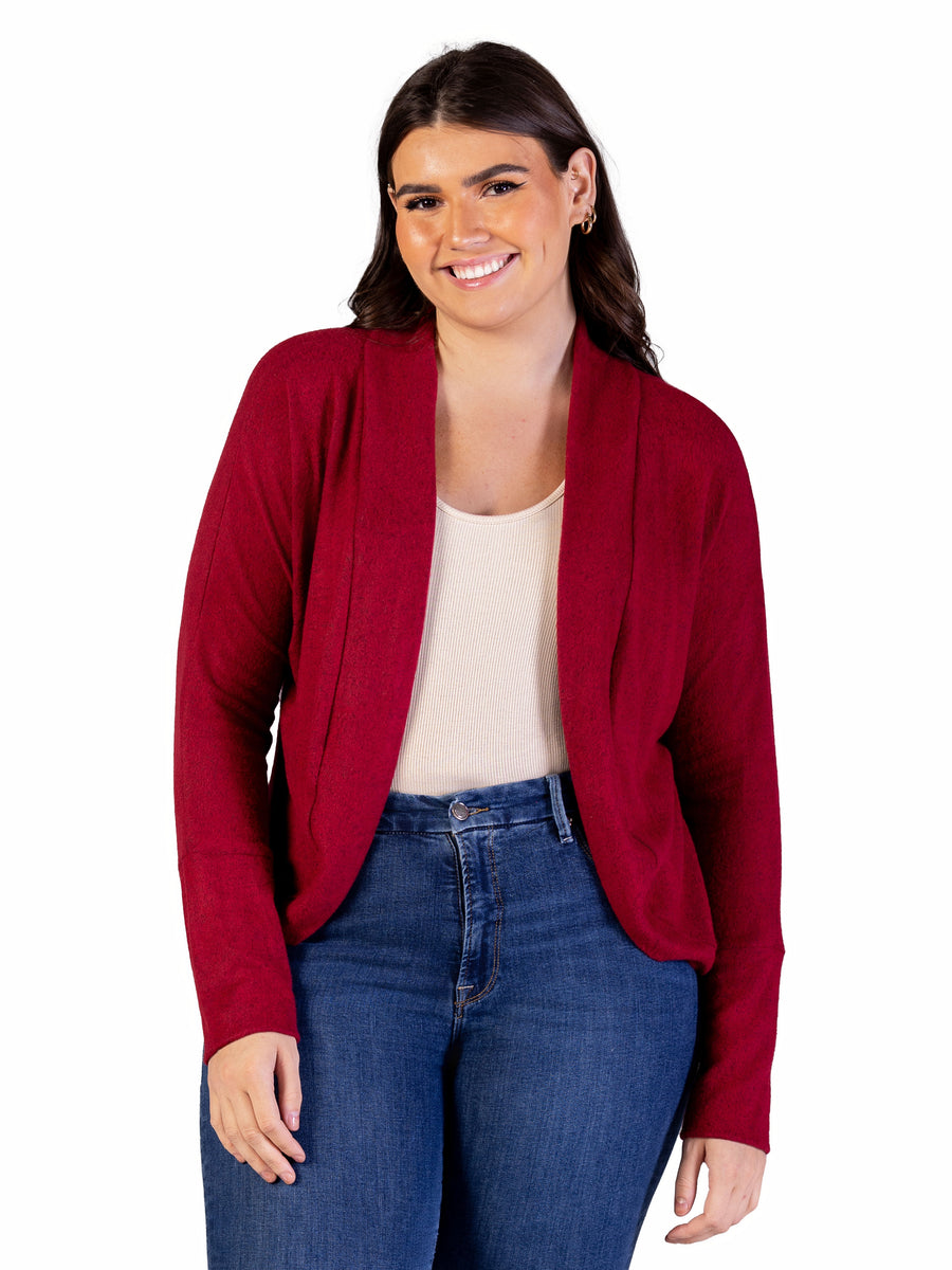 Essential Plus Size Curved Hem Open Front Long  Bolero Shrug