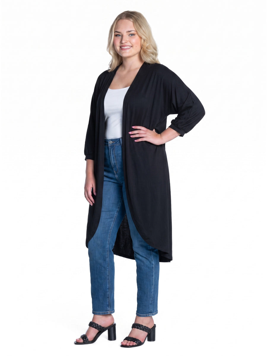24seven Comfort Basic Curvy Soft Stretch Open Front Cardigan Jacket