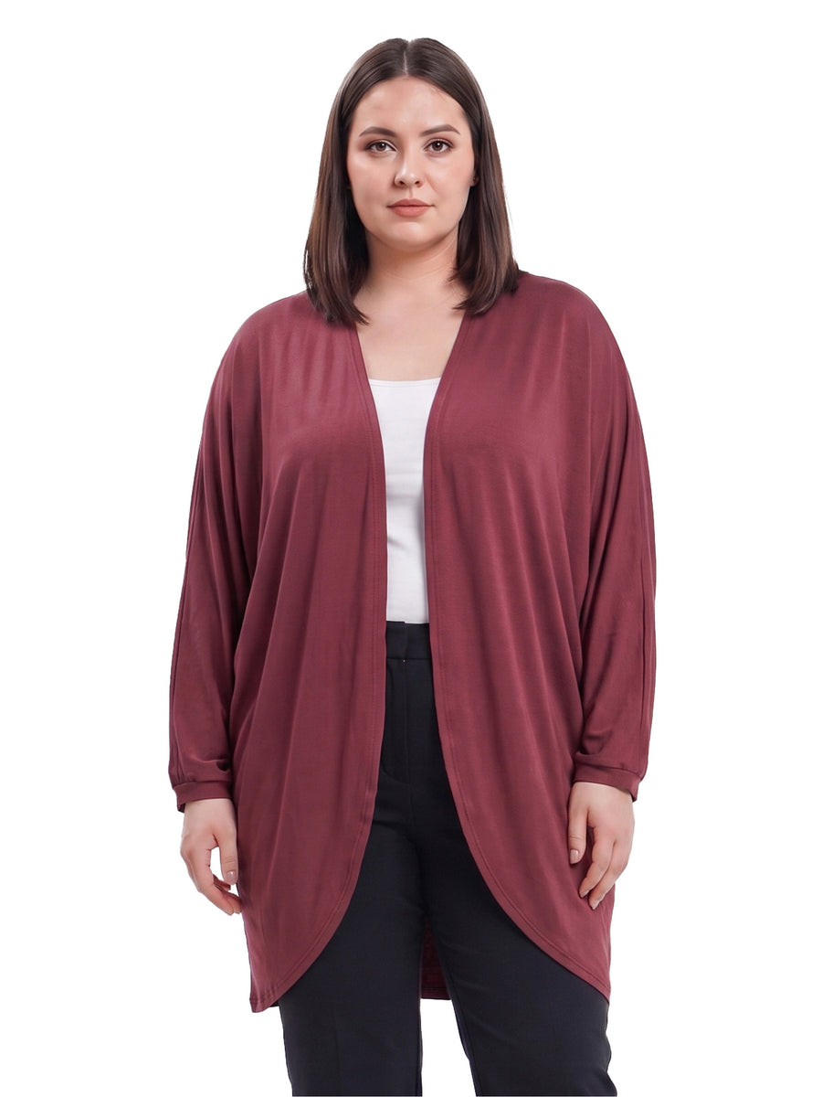 24seven Comfort Basic Curvy Soft Stretch Open Front Cardigan Jacket
