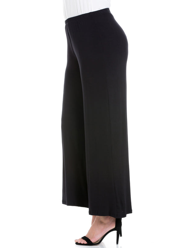 Basic Plus Size Elastic Waist Flared Leg Palazzo Pants