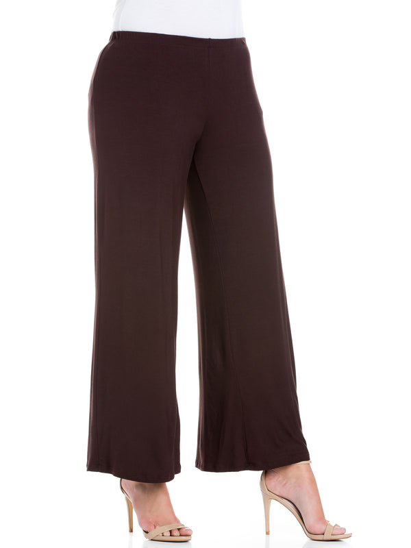 Basic Plus Size Elastic Waist Flared Leg Palazzo Pants