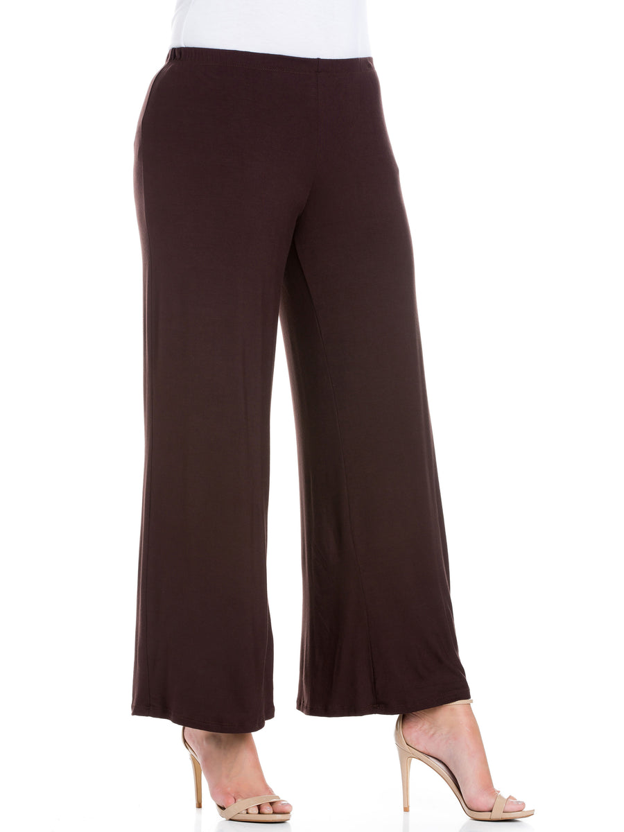 Basic Plus Size Elastic Waist Flared Leg Palazzo Pants