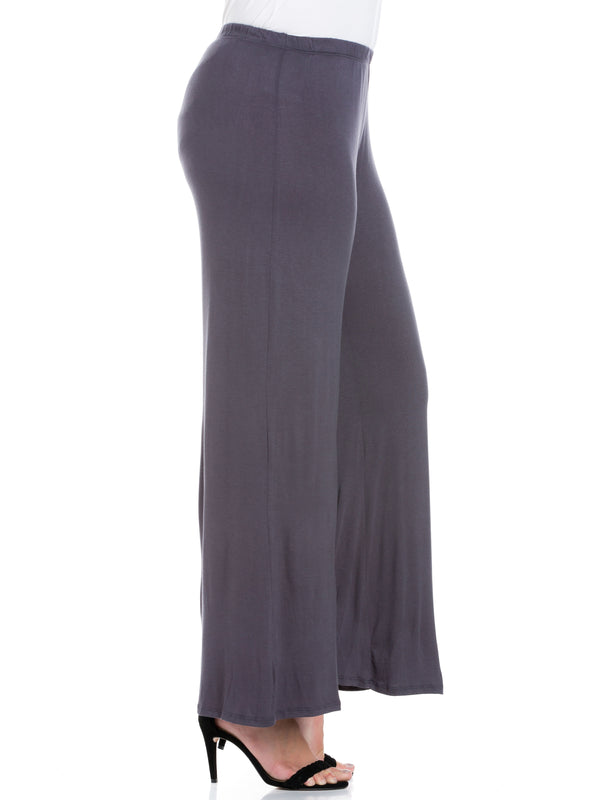 Basic Plus Size Elastic Waist Flared Leg Palazzo Pants